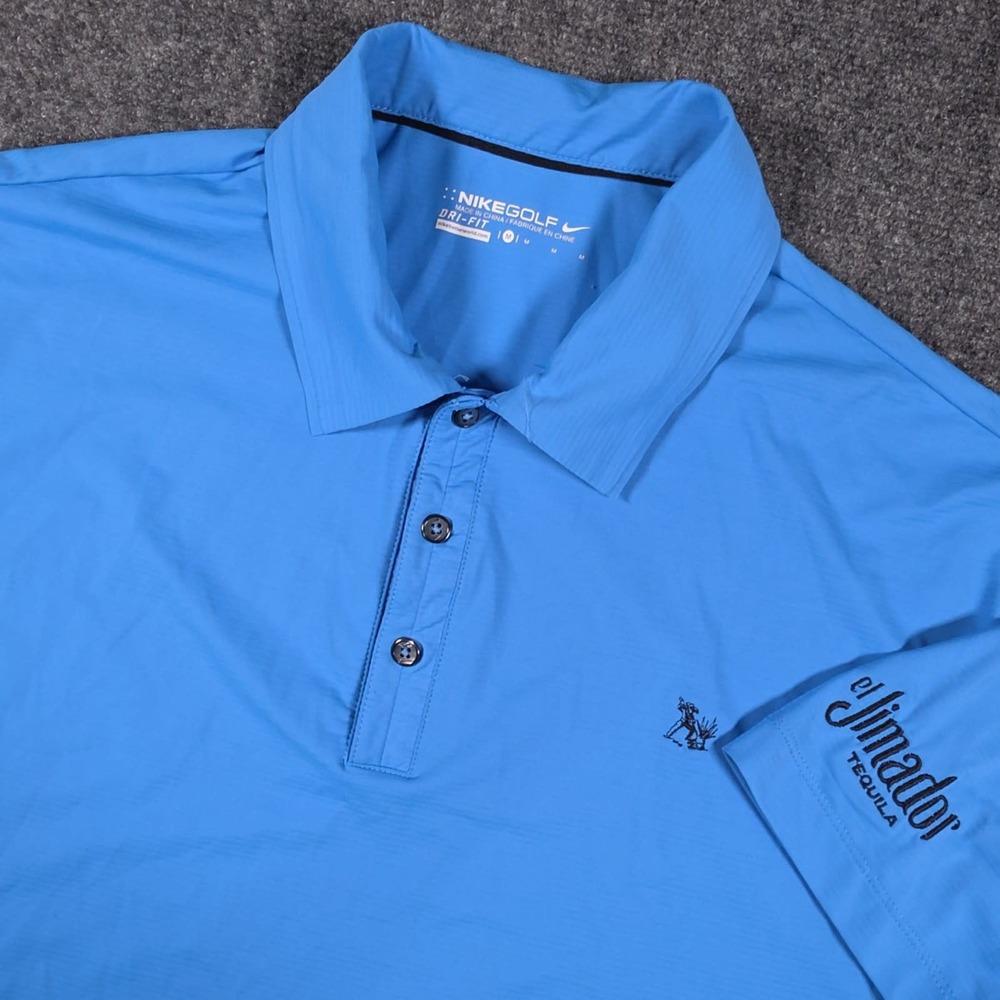 Nike Golf Polo Shirt Mens M Blue Moisture Wicking El Jimador Tequila Dri-fit
